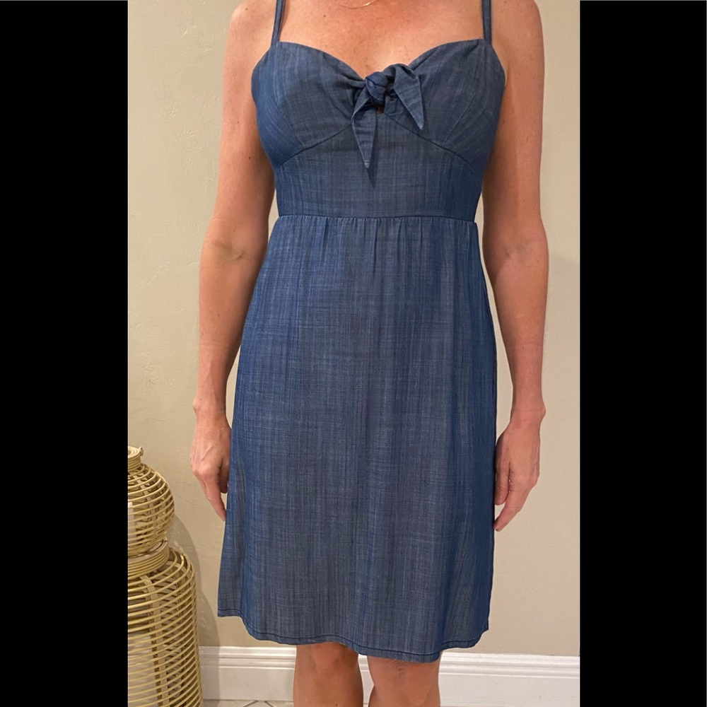 Tommy Bahama light denim halter dress with bow detail